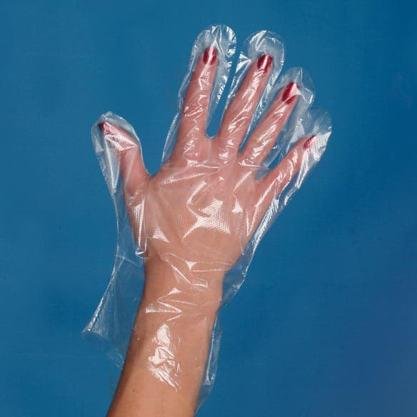 Disposable plastic gloves